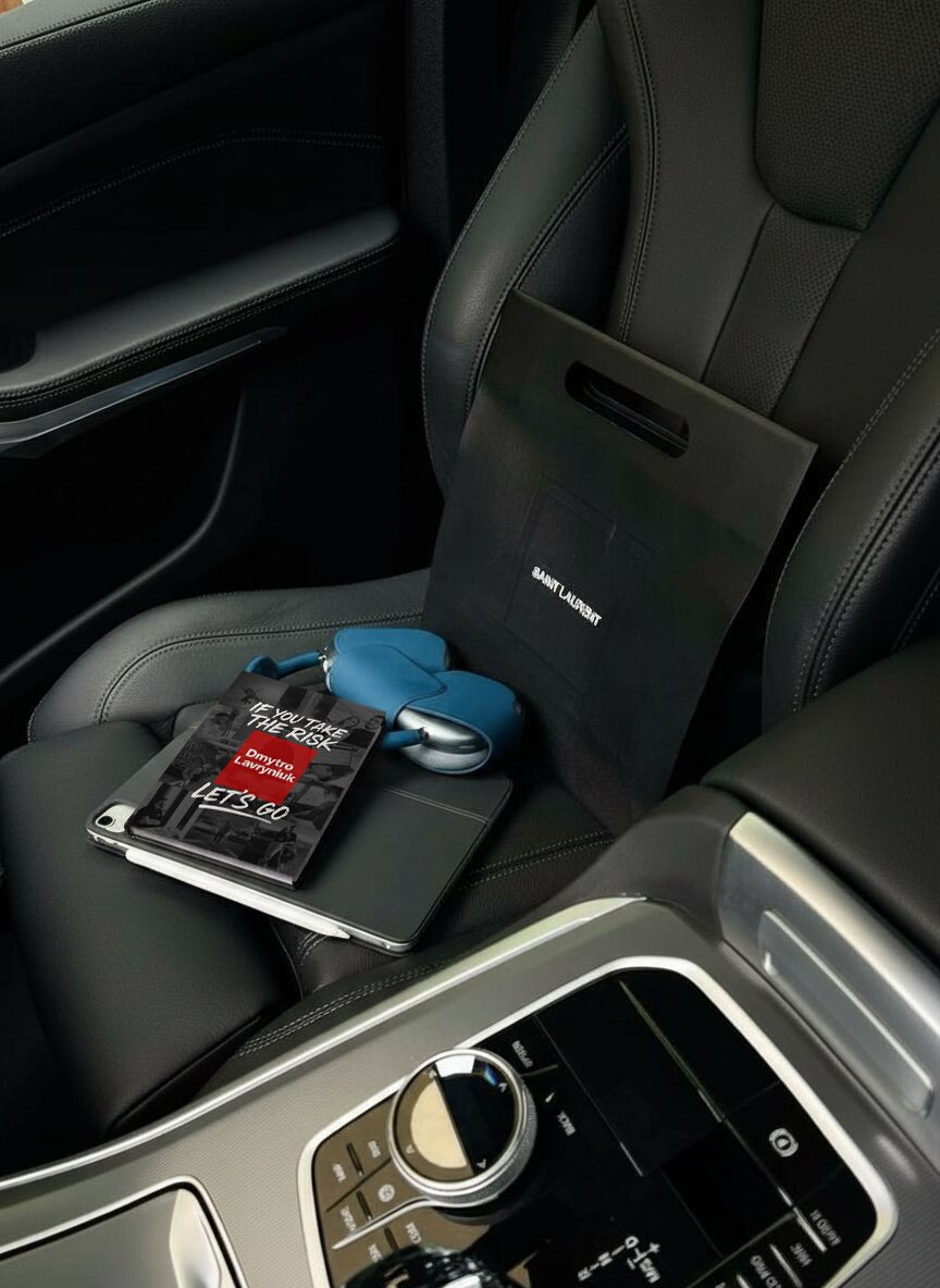 The book resting on a car console